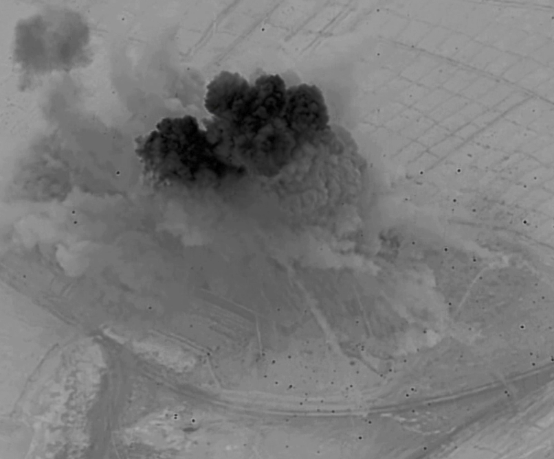 A US Air Force A-10 strikes alleged Taliban narcotics facility in Farah province on 3 April 2018. US forces in Afghanistan and Afghan National Defense and Security Forces conducted a series of strikes on alleged Taliban narcotics production facilities in Farah and Nimroz provinces in April 2018 and May 2019. Photo: Resolute Support website.
