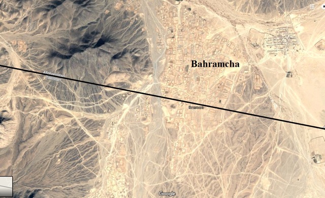Satellite image of Bahramcha crossing point located in Helmand’s remote Dishu district. Photo: Google Maps