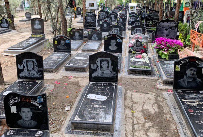 Fatemiyun fighters’ graves in Behesht-e Zahra cemetery in southern Tehran. Three of the ten women interviewed had lost men in the war in Syria. Casualties among the Fatemiyun have been heavy. Photo: Mohsen Hamidi, April 2019
