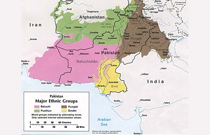 Map: Major Ethnic Groups of Pakistan in 1980, Source: Wikipedia