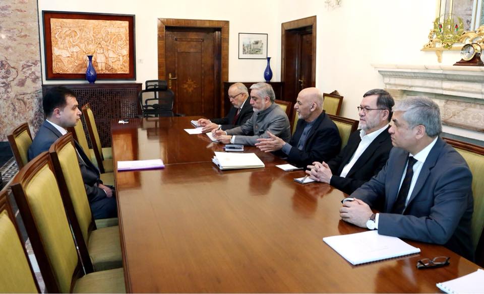 Sayed Hafizullah Hashemi, who has been appointed as the new member of the IEC, is being interviewed by a panel led by President Ghani. The interview was conducted at the presidential palace on 13 January 2018 when Hashemi picked.