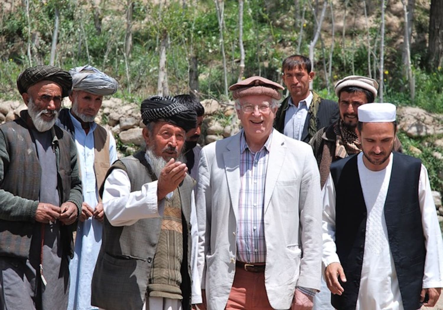 David Page visiting Khuram wa Sabarbagh, Samangan province, in 2014, where Afghanaid was rebuilding homes damaged by flash flooding. Photo: with kind permission from Afghanaid