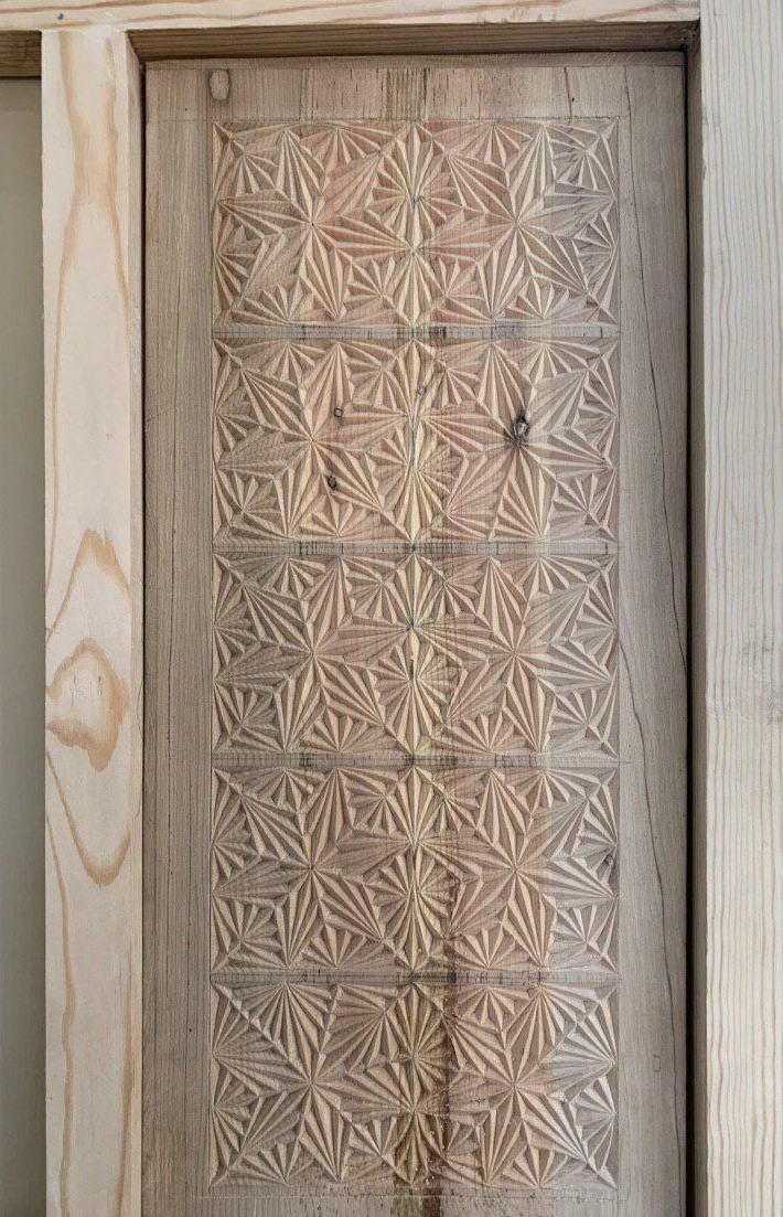 A sample of Nuristani woodcarving as practiced in Jangalak Vocational Training Centre in Kabul. According to the centre’s officials, such carving on the entry door to a family’s compound hinted at the family’s social and economic status, that they were well-off and often hosting guests. Photo: the author